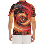 Orange Fractal Print Men's Short Sleeve Rash Guard