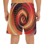 Orange Fractal Print Men's Split Running Shorts