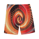 Orange Fractal Print Men's Sports Shorts