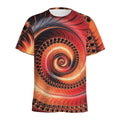 Orange Fractal Print Men's Athletic T-Shirt
