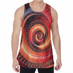 Orange Fractal Print Men's Velvet Tank Top