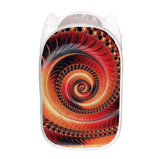 Orange Fractal Print Mesh Laundry Hamper