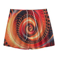 Orange Fractal Print Mesh Shorts