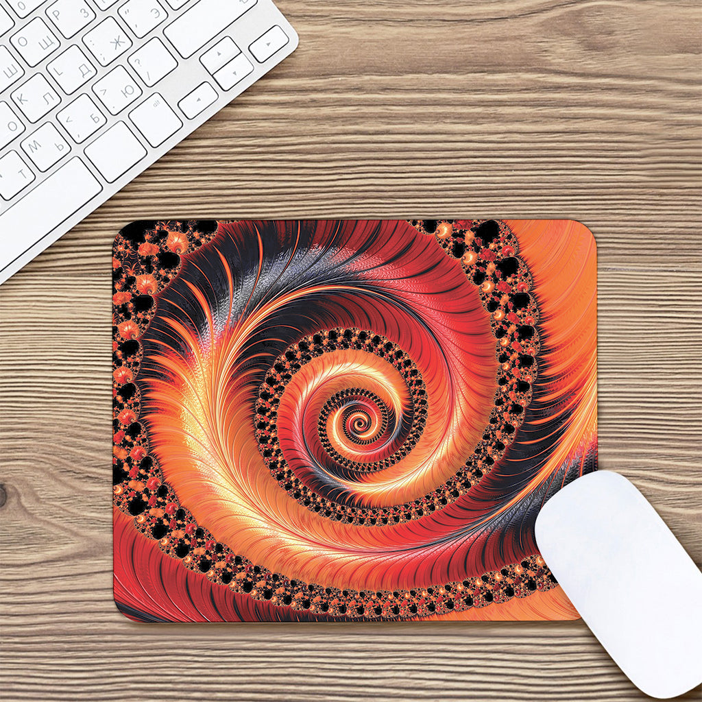 Orange Fractal Print Mouse Pad