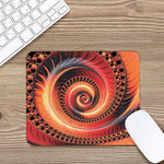 Orange Fractal Print Mouse Pad