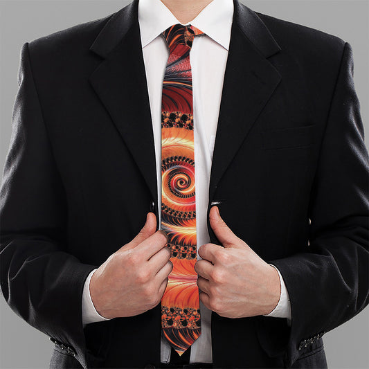 Orange Fractal Print Necktie