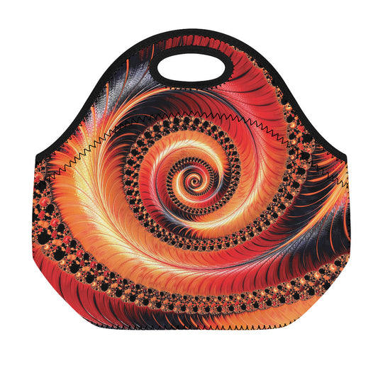 Orange Fractal Print Neoprene Lunch Bag