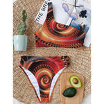 Orange Fractal Print One Shoulder Bikini Top