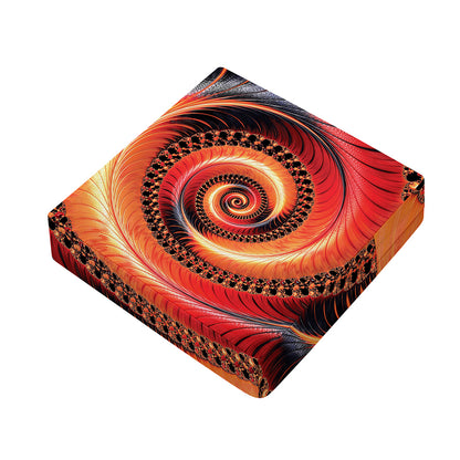 Orange Fractal Print Outdoor Seat Cushion Cover