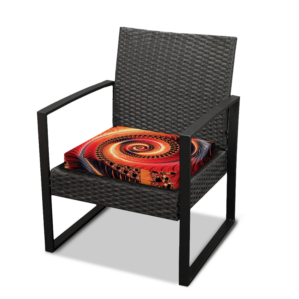 Orange Fractal Print Outdoor Seat Cushion Cover