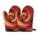 Orange Fractal Print Oven Mitts