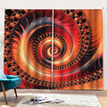 Orange Fractal Print Pencil Pleat Curtains