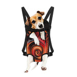 Orange Fractal Print Pet Carrier Backpack