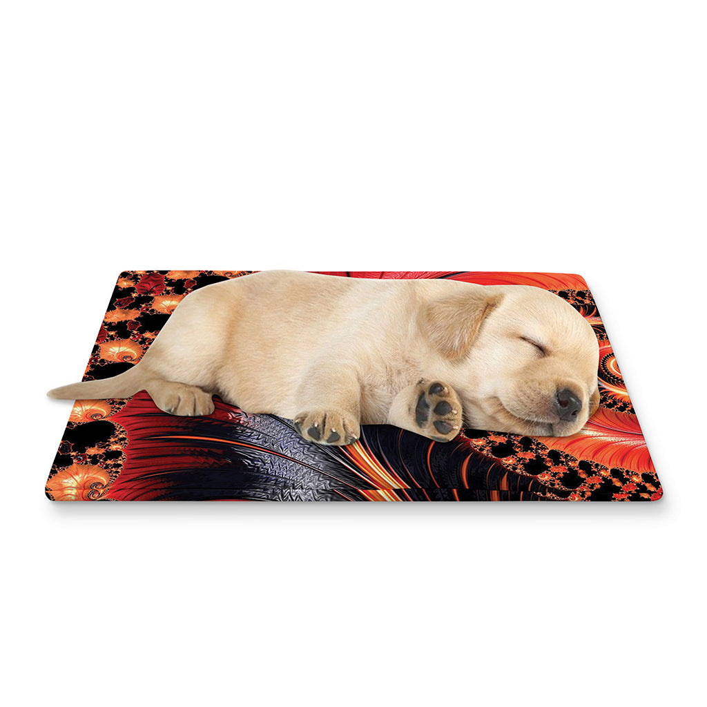 Orange Fractal Print Pet Cooling Mat Cover