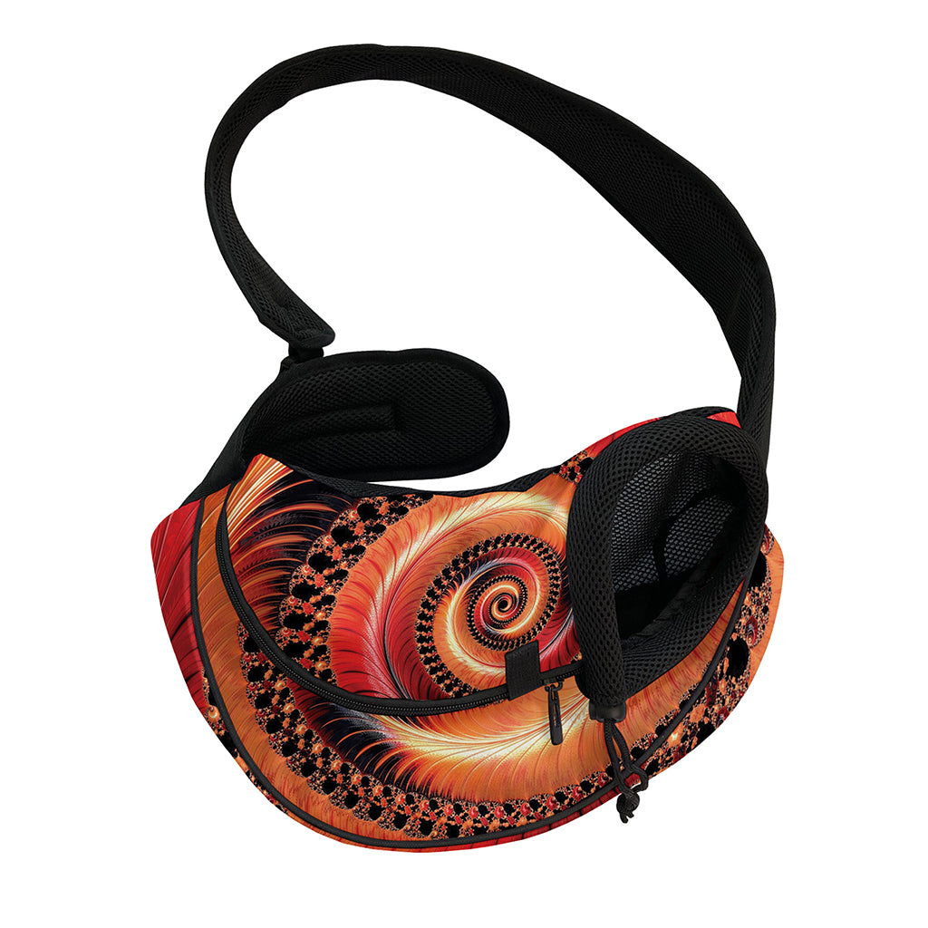 Orange Fractal Print Pet Sling Carrier