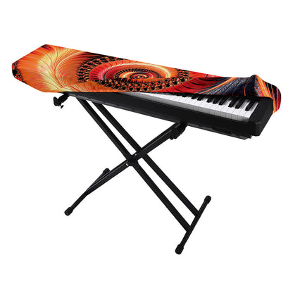 Orange Fractal Print Piano Keyboard Cover