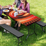 Orange Fractal Print Picnic Table Cover