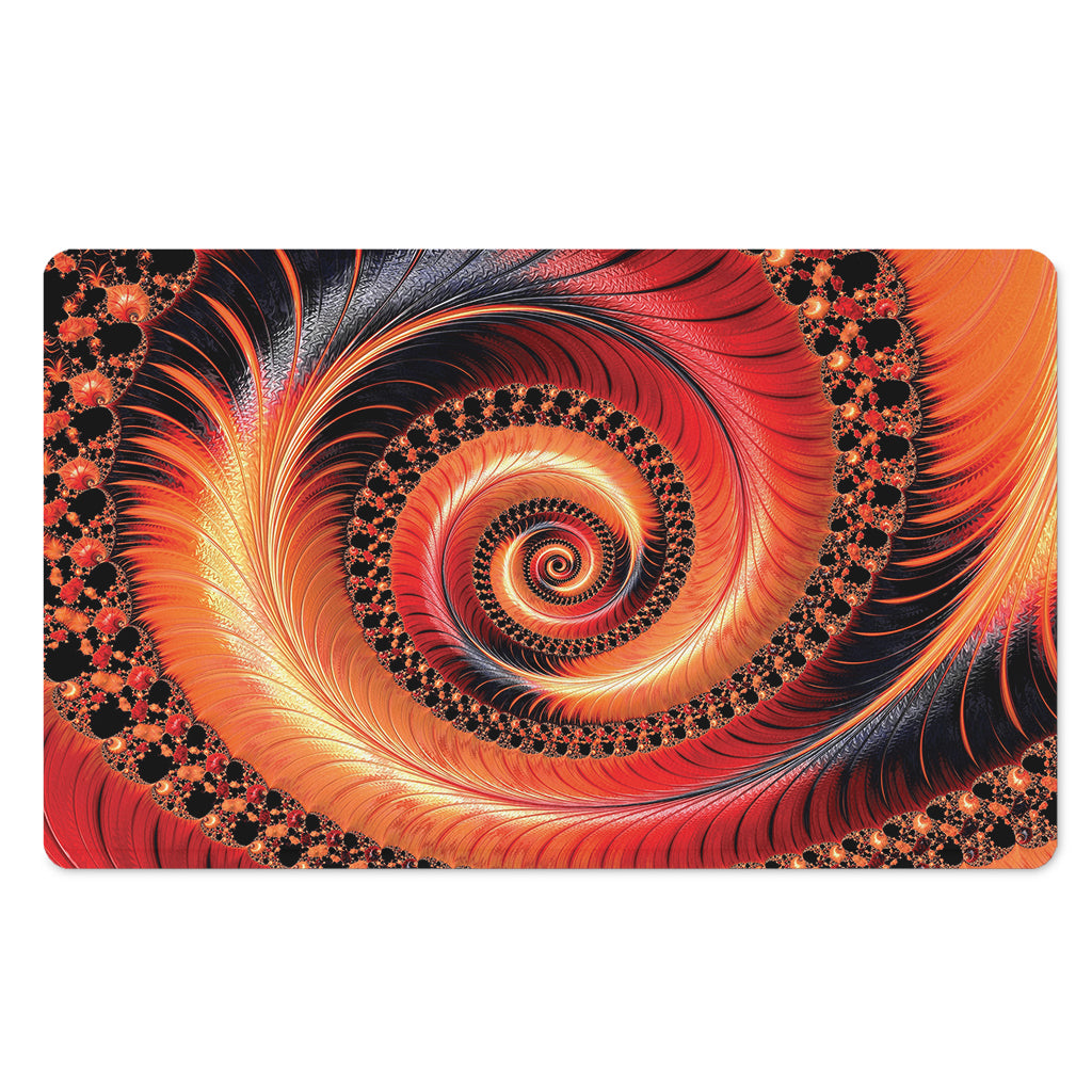 Orange Fractal Print Polyester Doormat