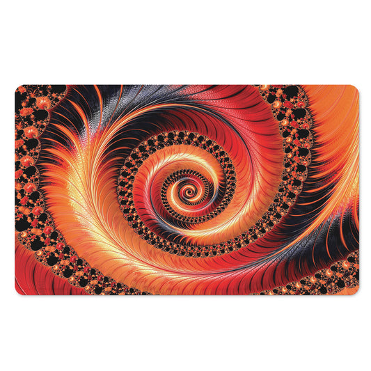 Orange Fractal Print Polyester Doormat
