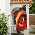 Orange Fractal Print Polyester Flag