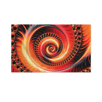 Orange Fractal Print Polyester Flag