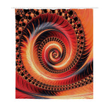 Orange Fractal Print Polyester Shower Curtain