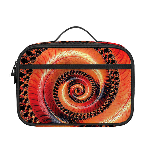 Orange Fractal Print Portable Lunch Bag