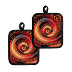 Orange Fractal Print Pot Holders