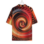 Orange Fractal Print Rayon Hawaiian Shirt