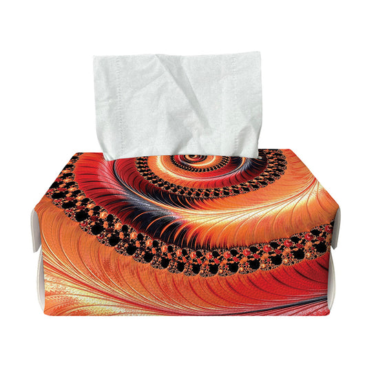 Orange Fractal Print Rectangle Tissue Box Cover