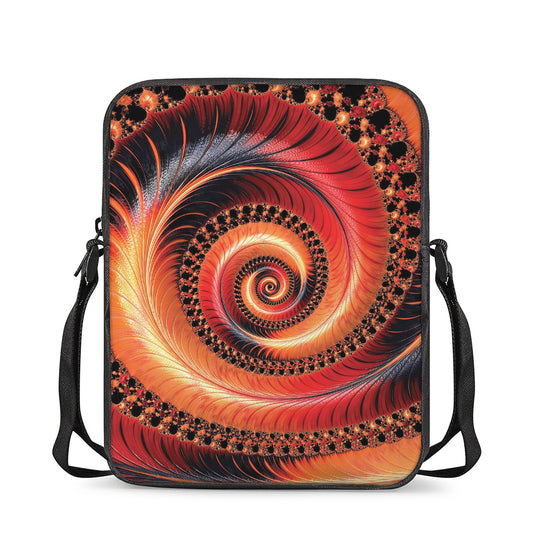 Orange Fractal Print Rectangular Crossbody Bag