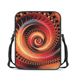 Orange Fractal Print Rectangular Crossbody Bag