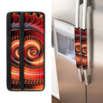 Orange Fractal Print Refrigerator Handle Covers