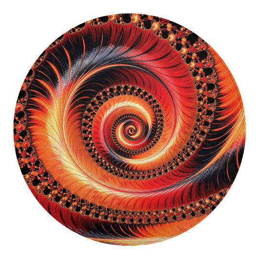 Orange Fractal Print Round Blanket
