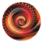 Orange Fractal Print Round Blanket