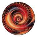 Orange Fractal Print Round Floor Mat