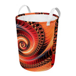 Orange Fractal Print Round Laundry Basket