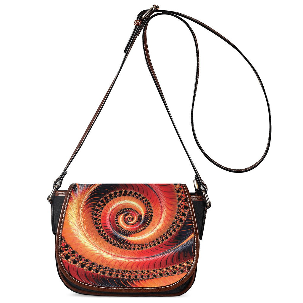 Orange Fractal Print Saddle Bag