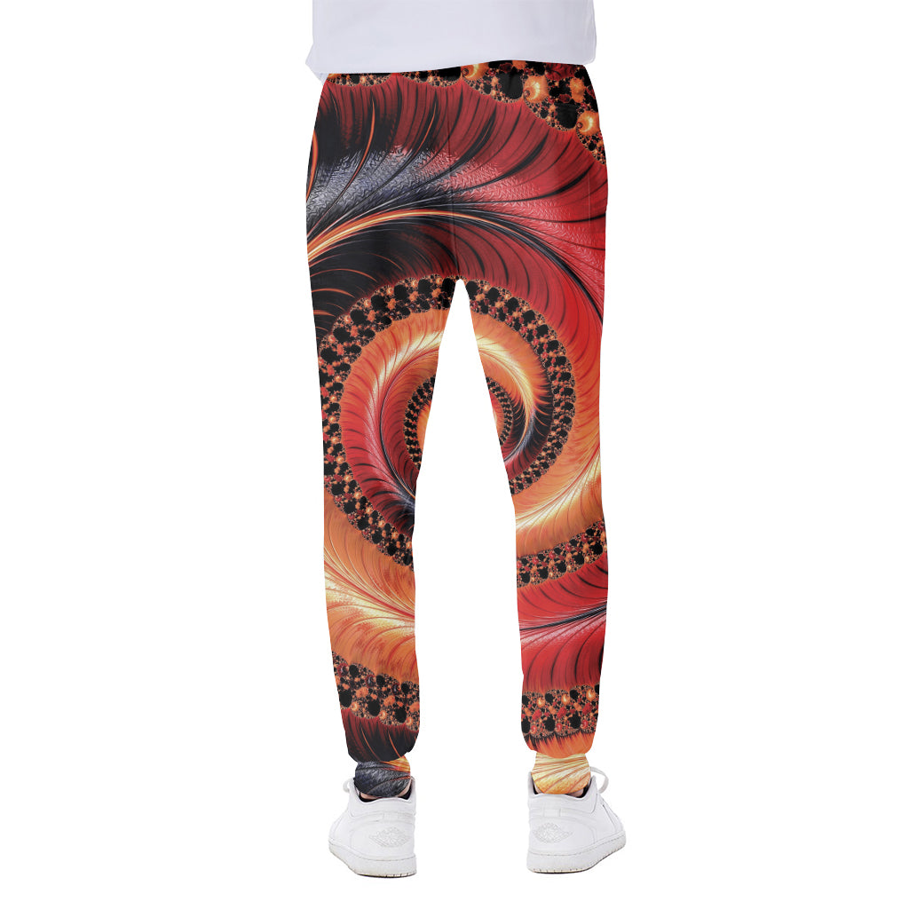 Orange Fractal Print Scuba Joggers
