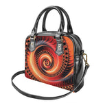 Orange Fractal Print Shoulder Handbag