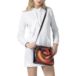 Orange Fractal Print Shoulder Handbag