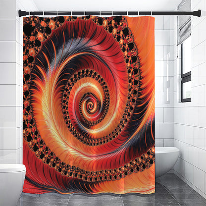 Orange Fractal Print Shower Curtain