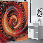 Orange Fractal Print Shower Curtain