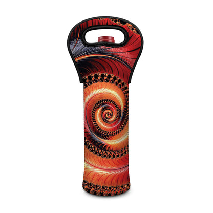 Orange Fractal Print Single Neoprene Wine Tote