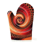 Orange Fractal Print Single Oven Mitt
