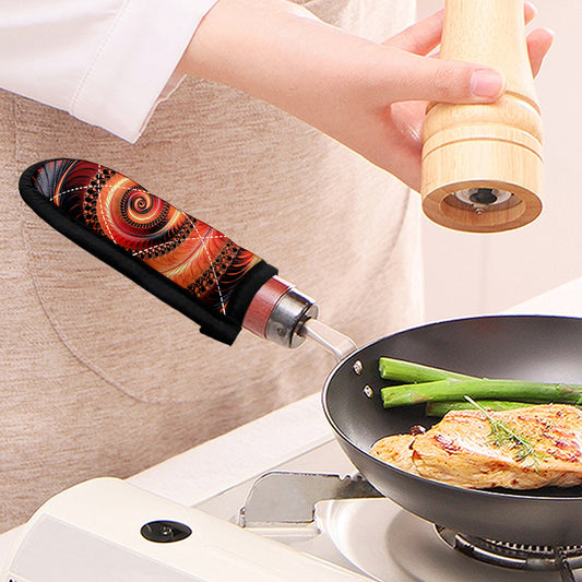 Orange Fractal Print Skillet Handle Cover