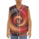 Orange Fractal Print Sleeveless Baseball Jersey