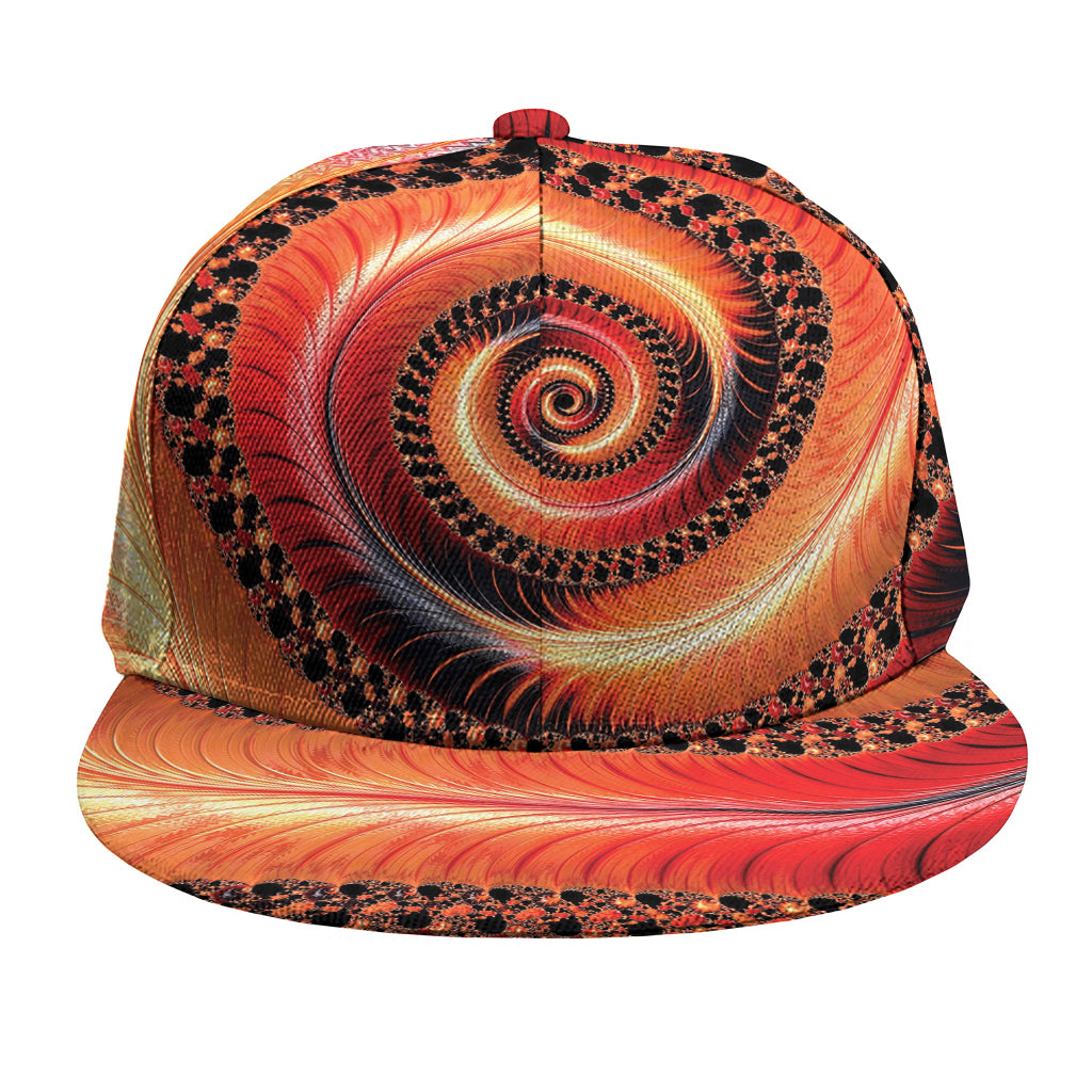 Orange Fractal Print Snapback Cap