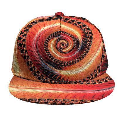 Orange Fractal Print Snapback Cap