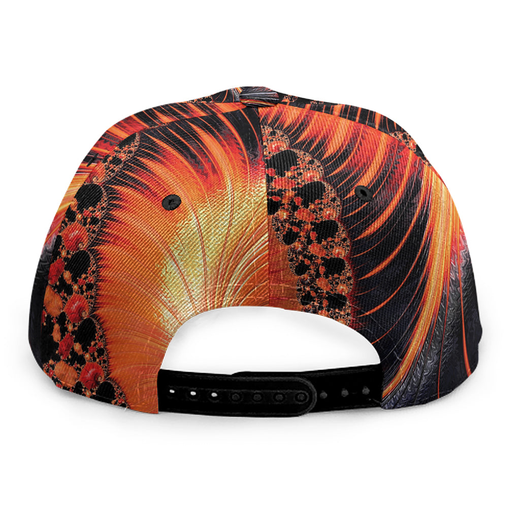 Orange Fractal Print Snapback Cap